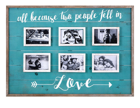 Fell in Love Wall Picture Collage Frame - Photo Picture Frames Aqua Rustic Decor
