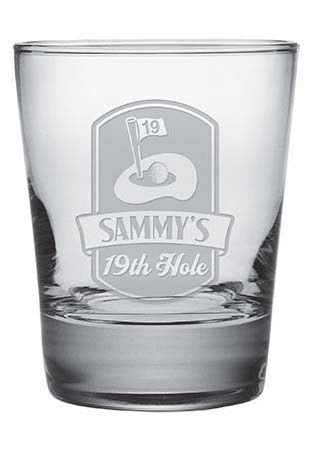 19th Hole Double Old Fashioned Glasses ~ Set of 4 ~ Personalized