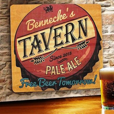 Wood Tavern & Bar Sign ~ Free Beer Tomorrow