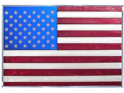 American Flag Hand Painted Stained Glass Art