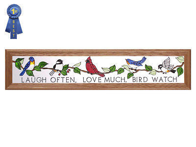 Birdwatchers Hand Painted Stained Glass Art
