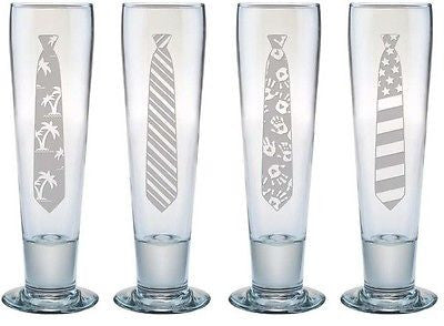 Pilsner Glasses with Necktie Designs