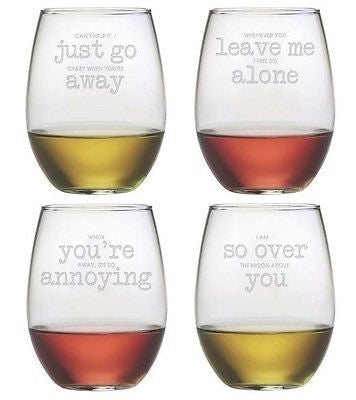 It's In the Small Print Stemless Wine Glasses