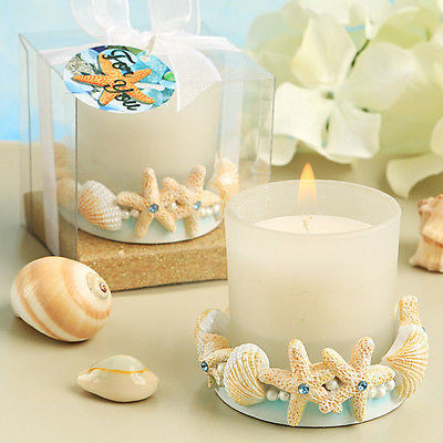 Beach Themed Votive Candles for Favors or Table Decor Party Wedding Set of 12