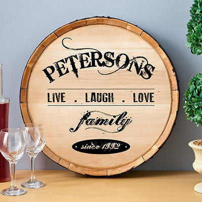Wine Barrel Sign - Live Laugh Love