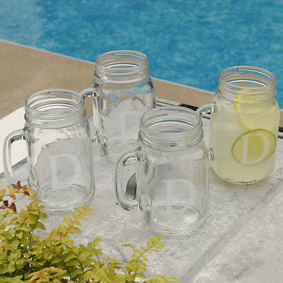 Mason Drinking Jars with Handles ~ Personalized