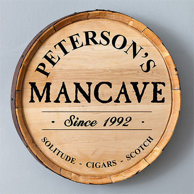 Whiskey Barrel Sign - Mancave