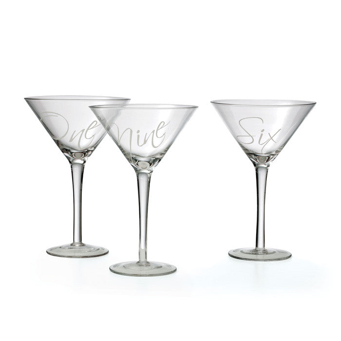 Countdown Martini Glasses ~ Set of 12