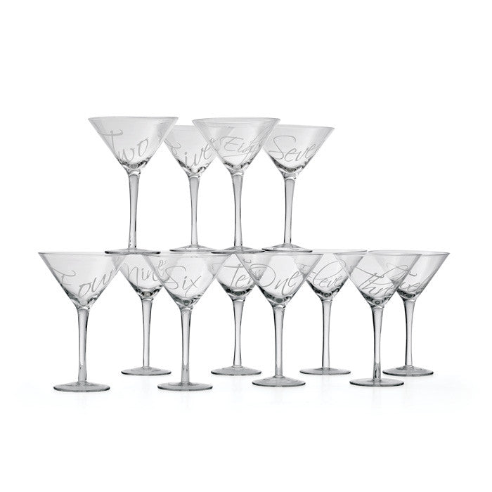 Countdown Martini Glasses ~ Set of 12