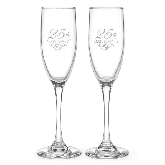 25th Wedding Anniversary Champagne Flutes