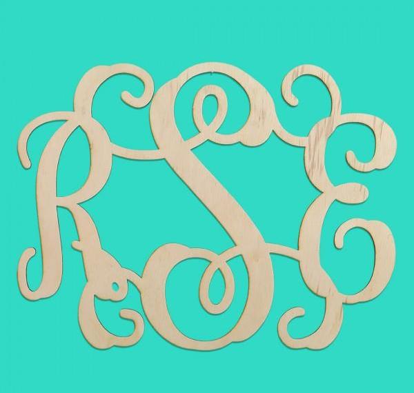 Scroll Wood Monogram - Monogrammed Gifts