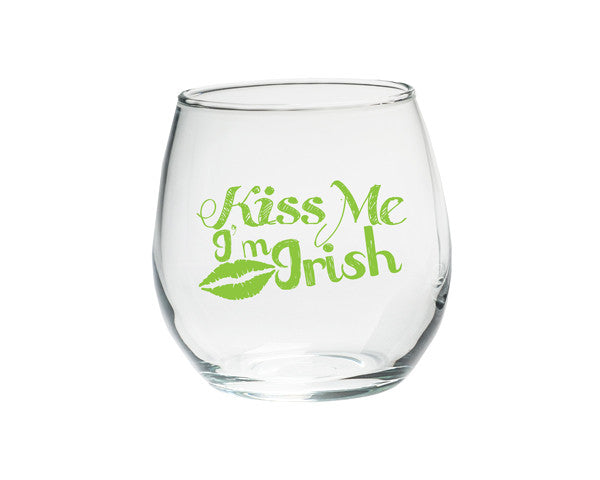 Kiss Me I'm Irish Stemless Glasses - Set of 4