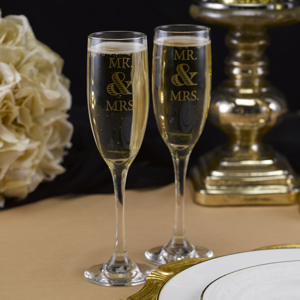 Mr. & Mrs. Wedding Anniversary Champagne Flutes