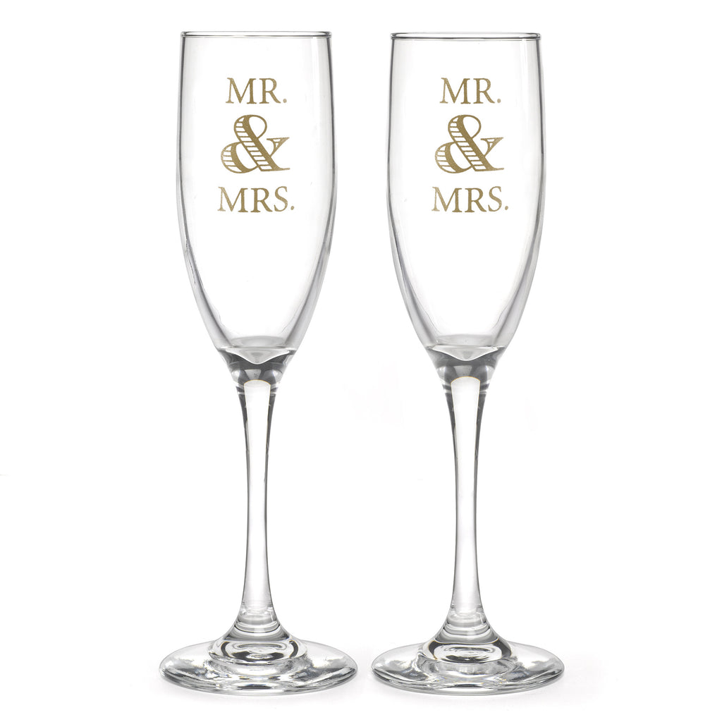 Mr. & Mrs. Wedding Anniversary Champagne Flutes