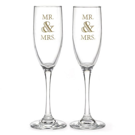 Mr. & Mrs. Wedding Anniversary Champagne Flutes