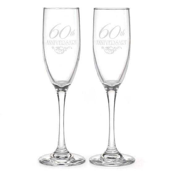 60th Wedding Anniversary Champagne Flutes