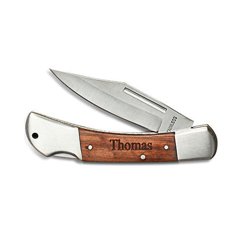 Locking Wood Pocketknife - Personalized - Premier Home & Gifts