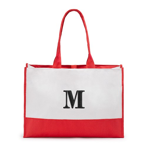 Mila Initial Tote Bag - Soft Red