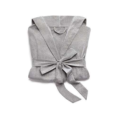 Hooded Lounge Robe - Gray and White