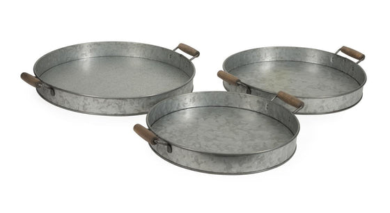 Galvanized Round Trays - Set of 3 | Premier Home & Gifts