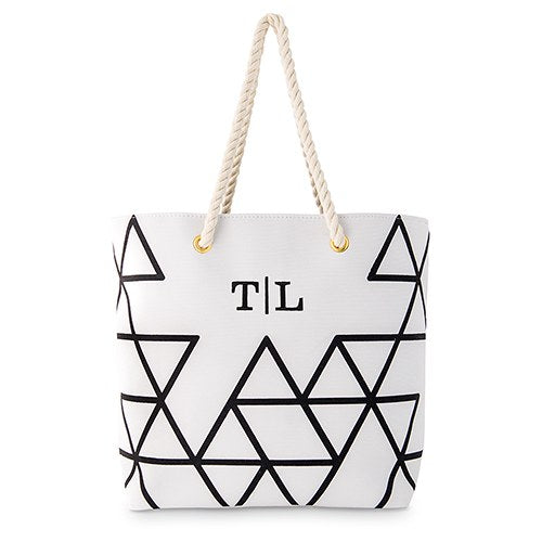 Geometric Print Tote Bag - Personalized