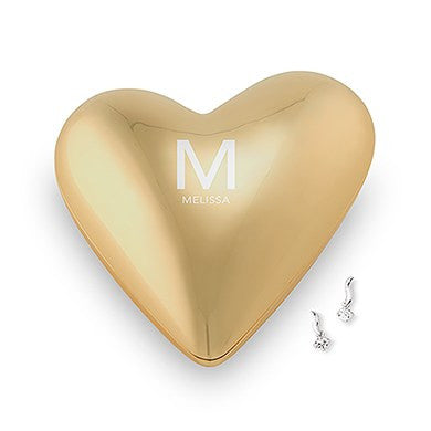 Gold Heart Jewelry Box - Initial