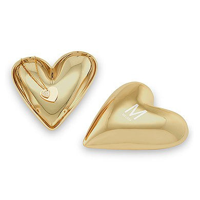 Gold Heart Jewelry Box - Initial