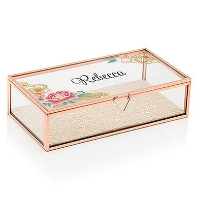 Floral Rose Gold Jewelry Box - Personalized