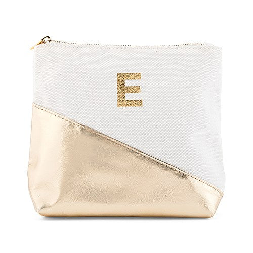 Metallic Gold Cosmetic Bag - Personalized Makeup Bag