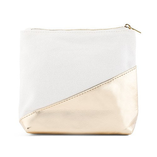 Metallic Gold Cosmetic Bag - Personalized Makeup Bag