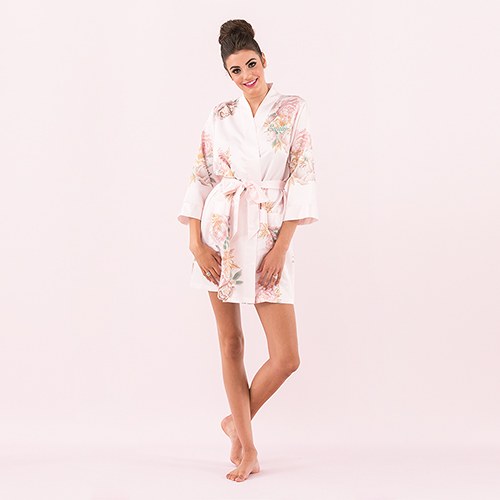 Blushing Peonies Kimono Robe - Personalized