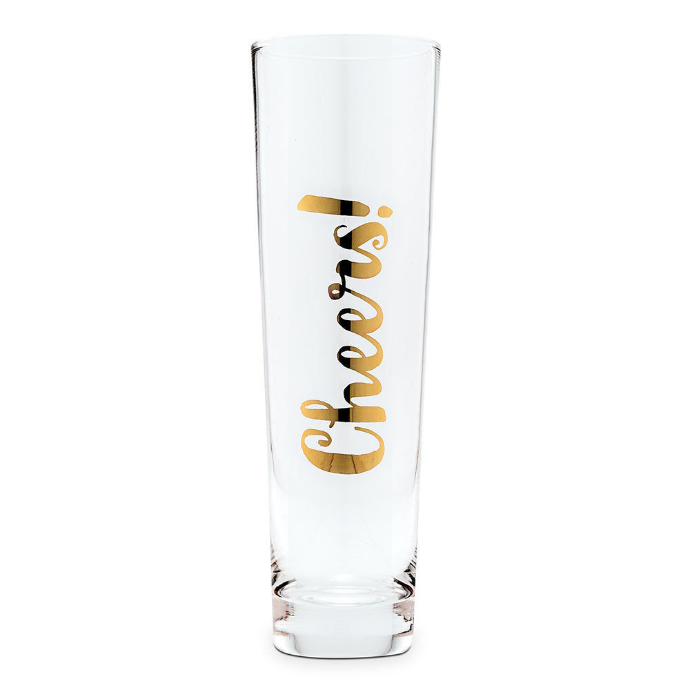 Champagne Flute - Cheers Metallic Gold