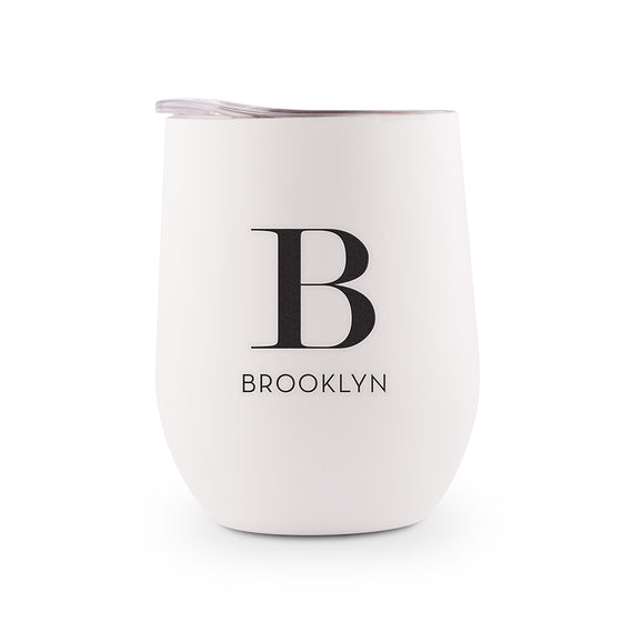 Stainless Steel Wine Tumbler - Initial and Name
