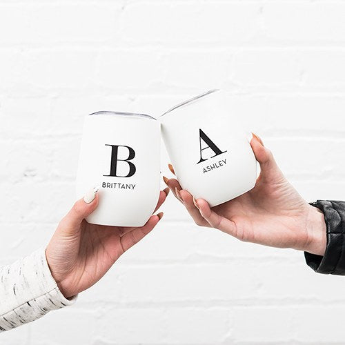 Stainless Steel Wine Tumbler - Initial and Name