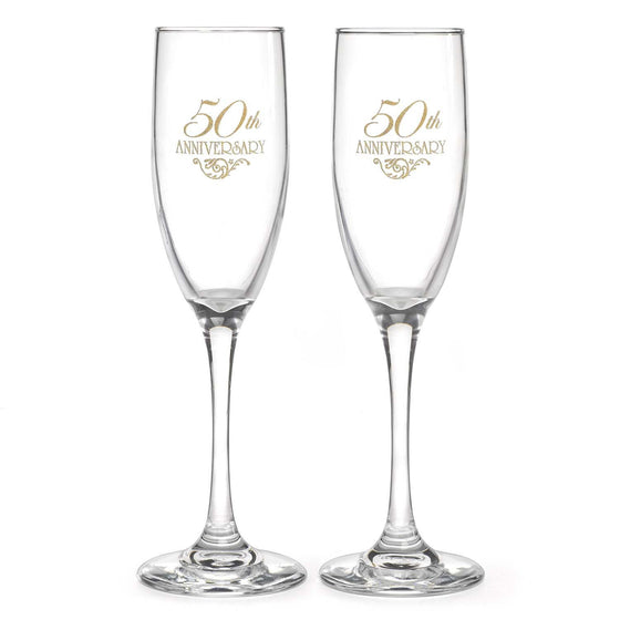 50th Wedding Anniversary Champagne Flutes
