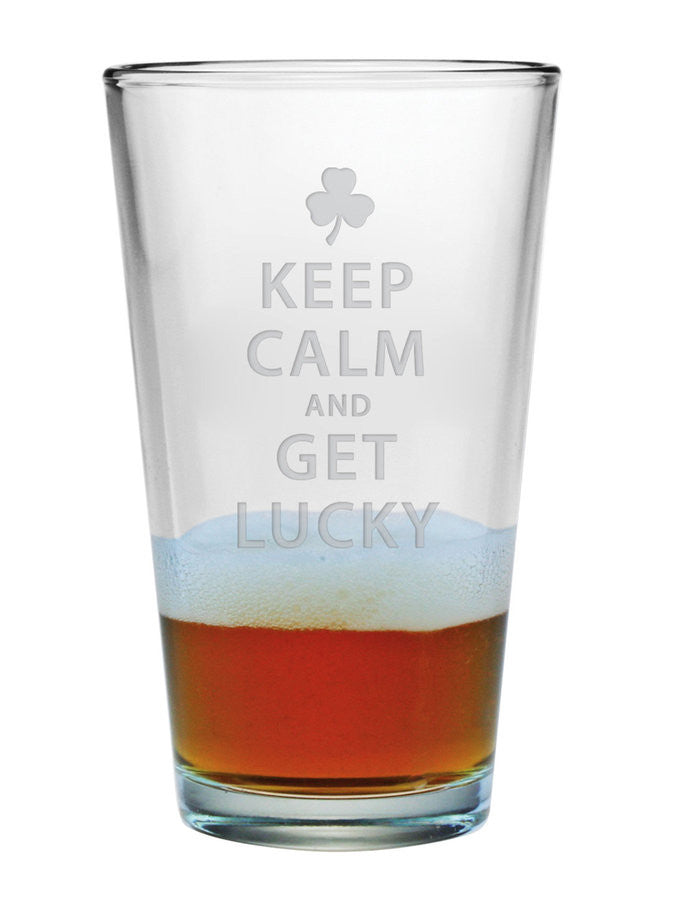 Keep Calm & Get Lucky Pint Glasses - Set of 4