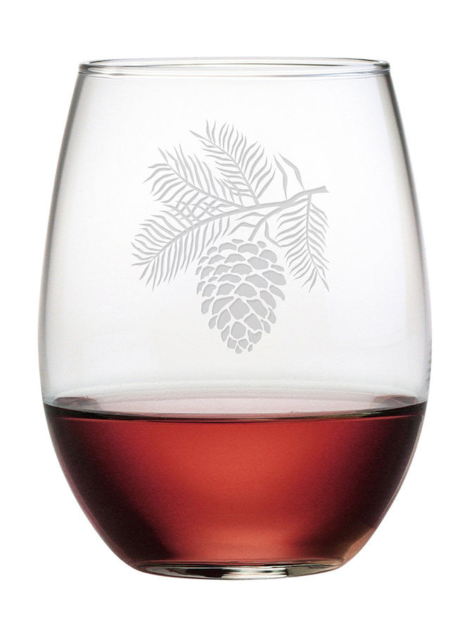 Pinecone Stemless Wine Glasses, Set of 4 - Farmhouse - Wine Glasses - by  Susquehanna Glass Company