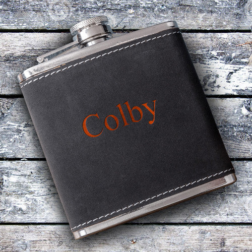 Black & Orange Suede Flask
