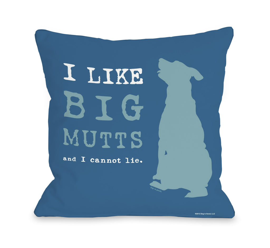 Big Mutts Throw Pillow - Blue