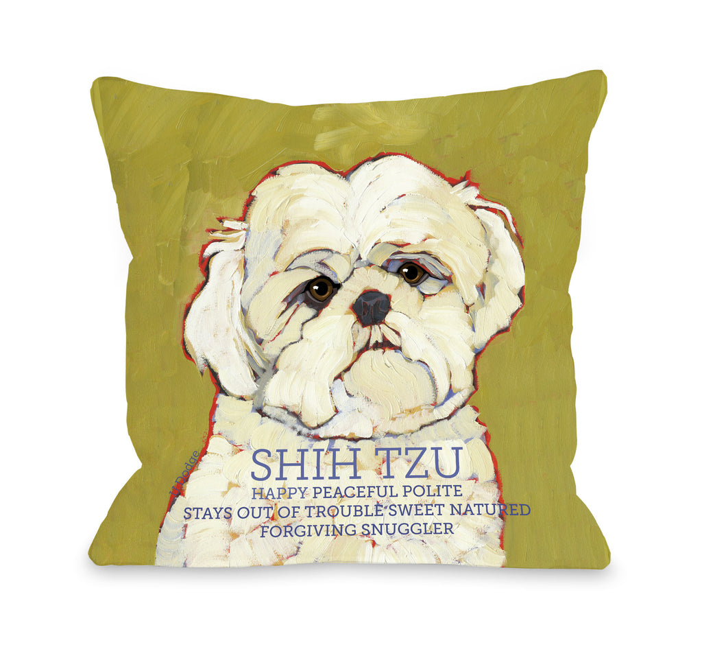 Shih Tzu White Throw Pillow - Premier Home & Gifts