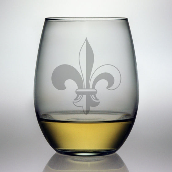 Fleur de Lis Design ~ Stemless Wine Glasses ~ Set of 4