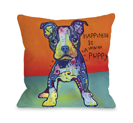 Happiness is a Warm Puppy Throw Pillow - Premier Home & Gifts
