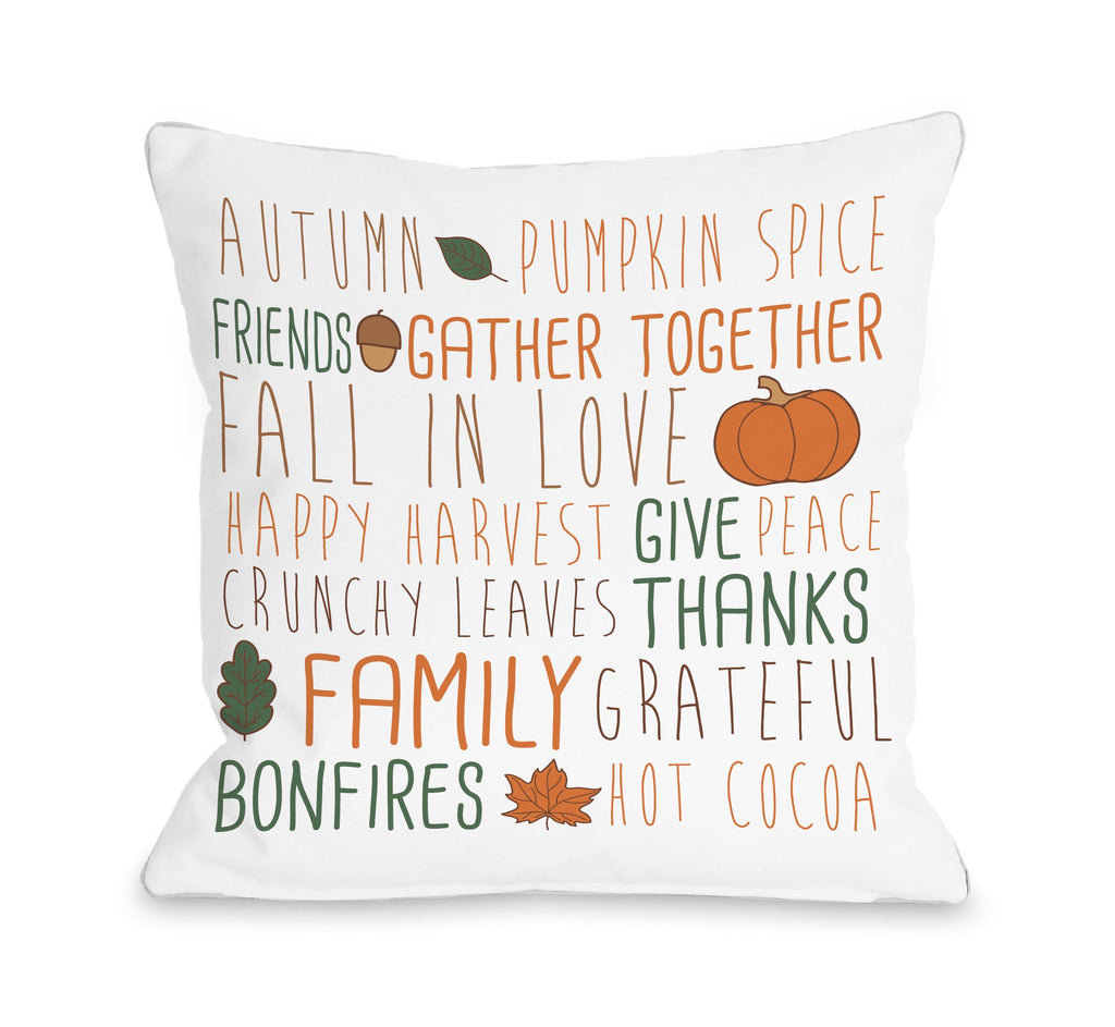 Harvest Word Collage Throw Pillow - Fall Decor - Premier Home & Gifts