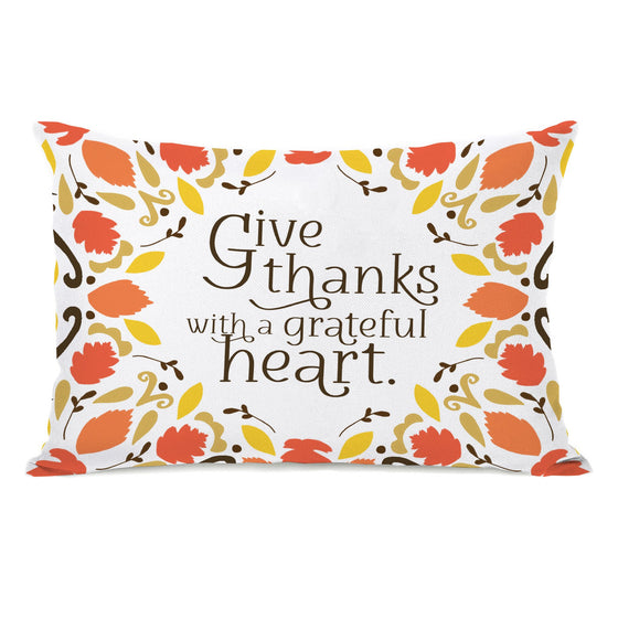 Give Thanks Grateful Heart Lumbar Throw Pillow - Fall Decor - Premier Home & Gifts