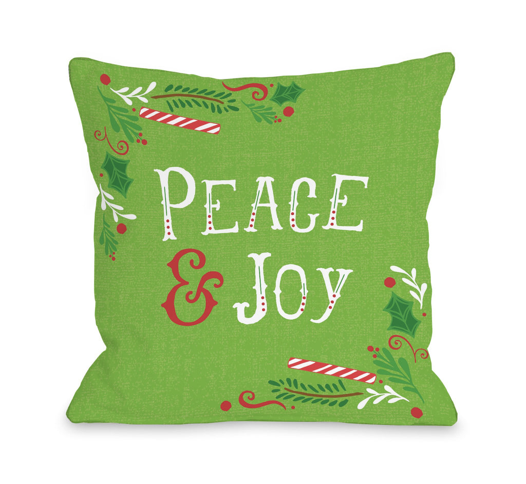 Peace and Joy Green Throw Pillow - Christmas Decor - Premier Home & Gifts