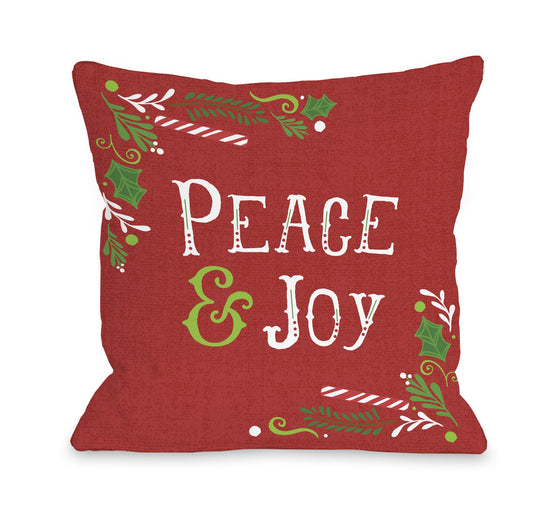 Peace and Joy Red Throw Pillow - Christmas Decor - Premier Home & Gifts