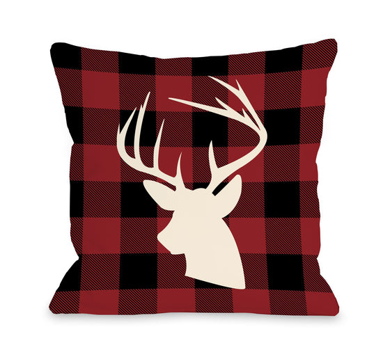 Deer Red Plaid Throw Pillow - Fall Decor - Premier Home & Gifts