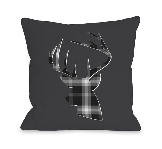 Deer Gray Plaid Throw Pillow - Fall Decor - Premier Home & Gifts