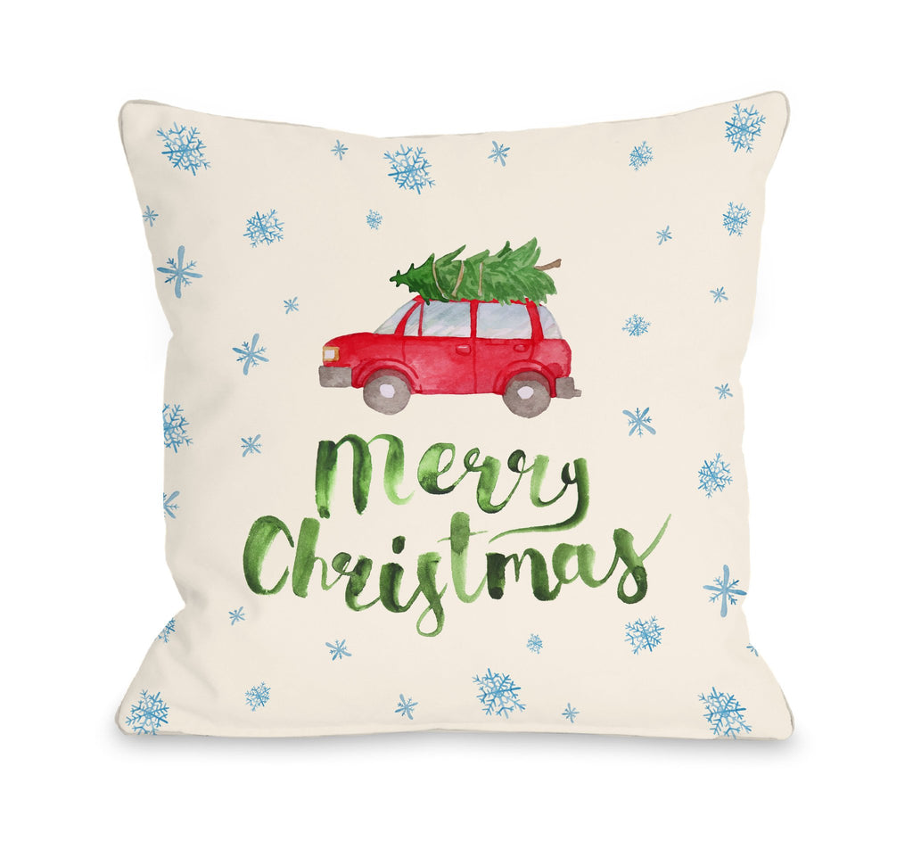 Merry Christmas Car Tree Throw Pillow - Christmas Decor - Premier Home & Gifts