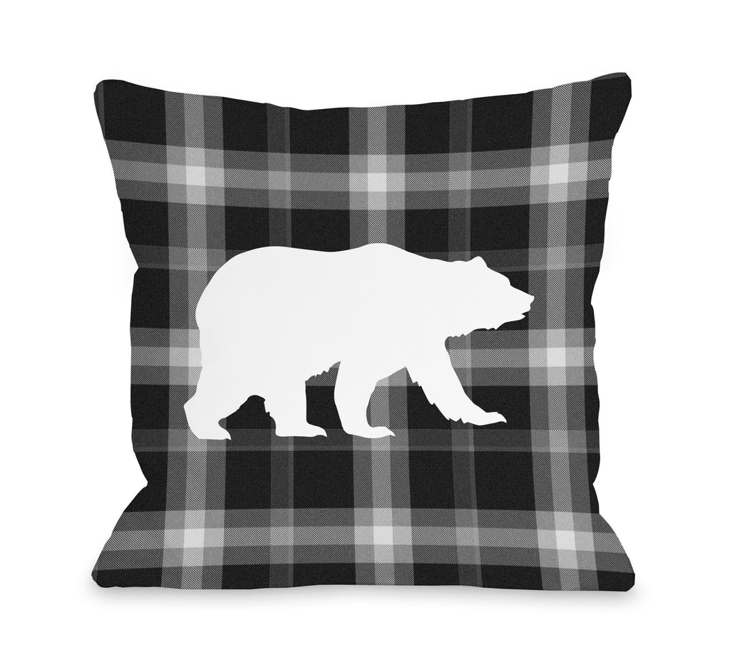 Bear Black Plaid Throw Pillow - Cabin Decor - Premier Home & Gifts